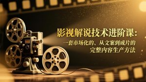 影视解说技术进阶课:一套市场化的、从文案到成片的完整内容生产方法-识享社