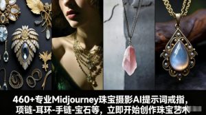 460+专业Midjourney珠宝摄影AI提示词戒指,项链-耳环-手链-宝石等,立即开始创作珠宝艺术-识享社