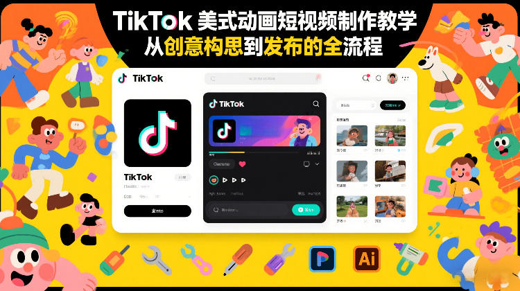 TikTok美式动画短视频制作教学,从创意构思到发布的全流程-识享社
