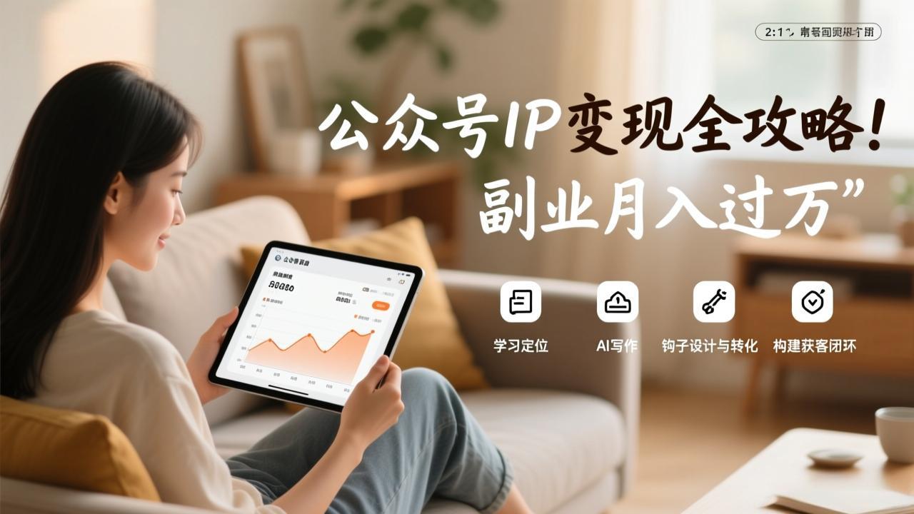 公众号IP变现全攻略,学习定位、AI写作、钩子设计与转化,构建获客闭环,副业月入过万-识享社