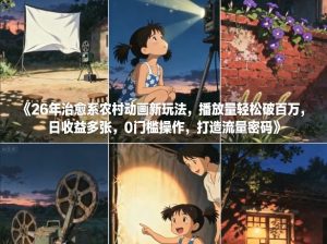 26年治愈系农村动画新玩法，播放量轻松破百万，日收益多张，0门槛操作，打造流量密码-识享社