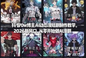抖音70w博主AI动态漫短剧制作教学，2026新风口，从零开始做AI漫剧，普通人也能月入过W-识享社