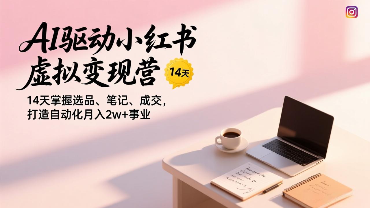 AI驱动小红书虚拟变现营，14天掌握选品、笔记、成交，打造自动化月入2w+事业-识享社