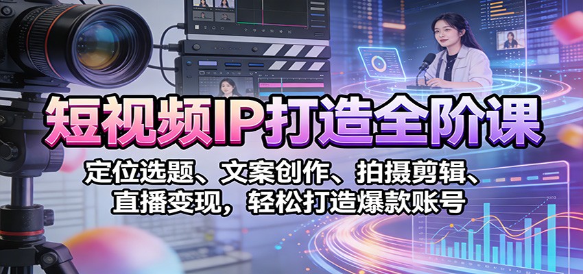 短视频IP打造全阶课：定位选题、文案创作、拍摄剪辑、直播变现，轻松打造爆款账号-识享社