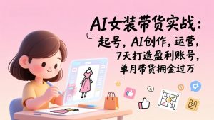 AI女装带货实战：起号，AI创作，运营，7天打造盈利账号，单月带货佣金过万-识享社