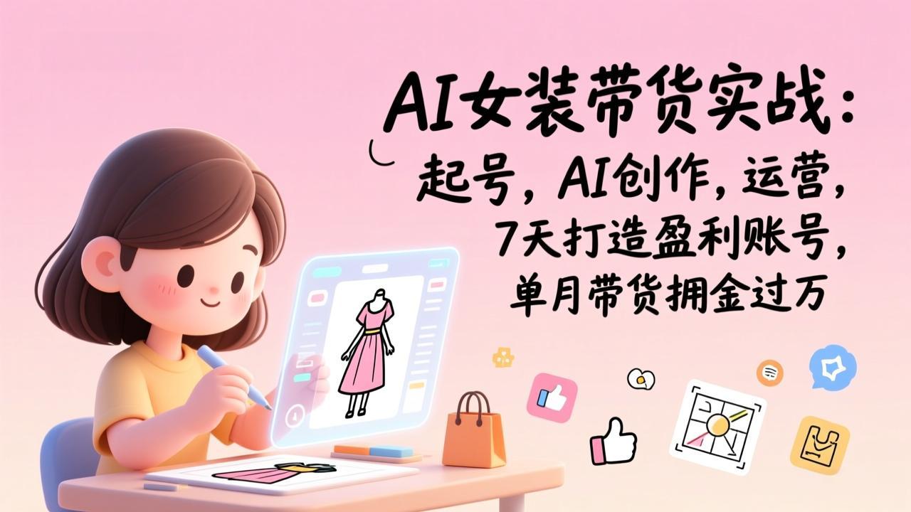 AI女装带货实战:起号,AI创作,运营,7天打造盈利账号,单月带货佣金过万-识享社