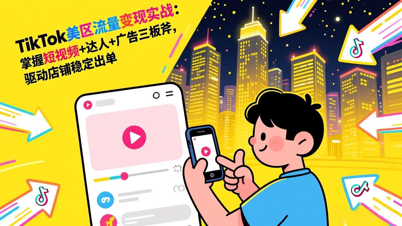 TikTok美区流量变现实战：掌握短视频+达人+广告三板斧，驱动店铺稳定出单-识享社