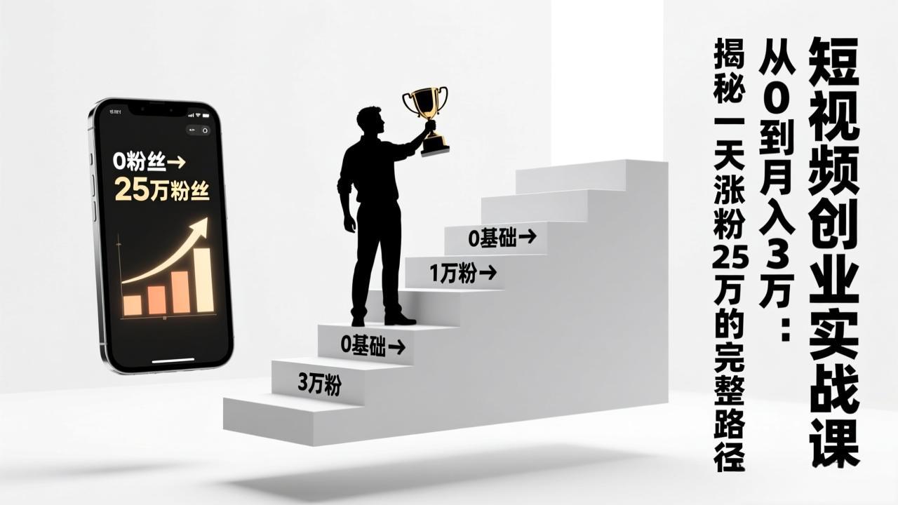 短视频创业实战课：从0到月入3万：揭秘一天涨粉25万的完整路径-识享社