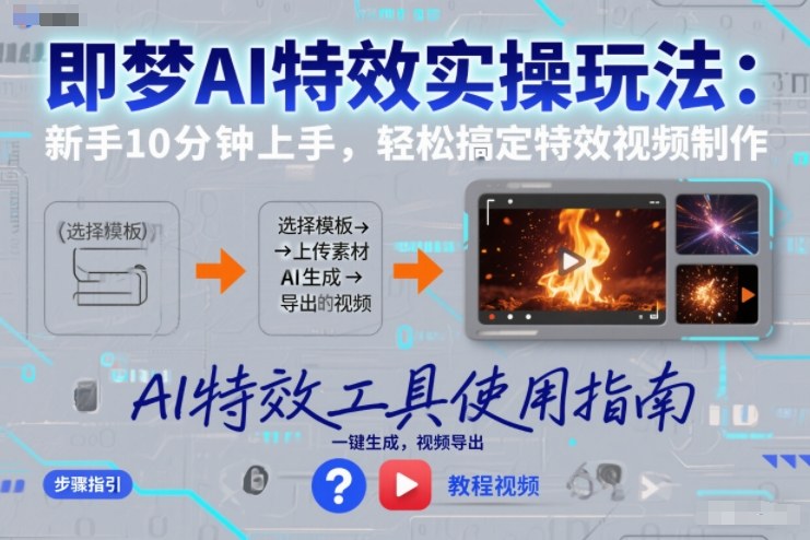 即梦AI特效实操玩法:新手10分钟上手,轻松搞定特效视频制作-识享社