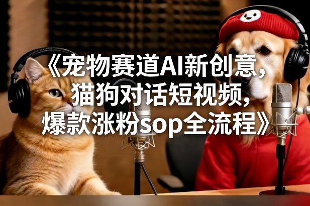宠物赛道AI新创意,猫狗对话短视频,爆款涨粉sop全流程-识享社