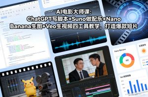 AI电影大师课:ChatGPT写脚本+Suno做配乐+Nano Banana生图+Veo生视频,打造爆款短片-识享社