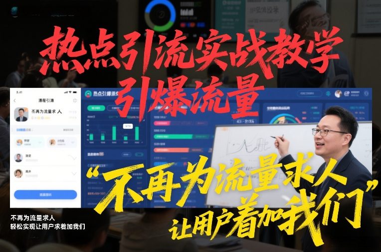 热点引流实战教学,引爆流量,不再为流量求人,轻松实现让用户求着加我们-识享社