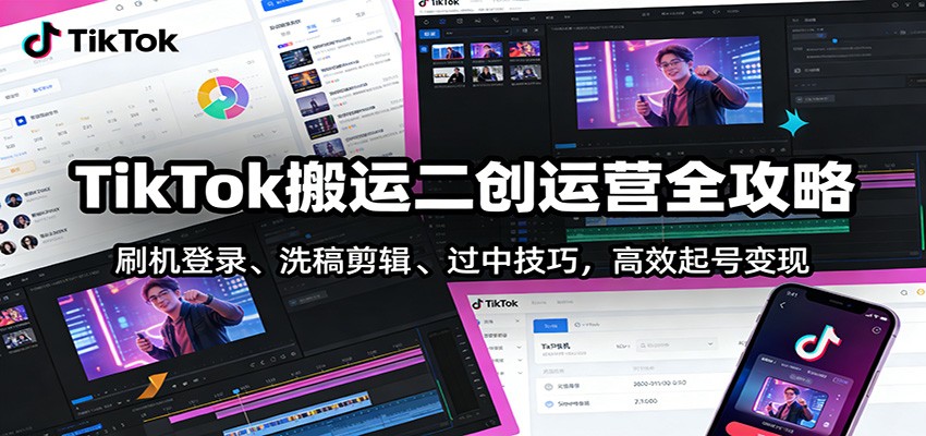 图片[1]-TikTok搬运二创运营全攻略：刷机登录、洗稿剪辑 、过中技巧，高效起号变现-识享社