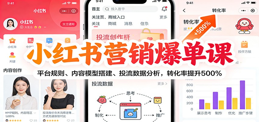 图片[1]-小红书营销爆单课：平台规则、内容模型搭建、投流数据分析，转化率提升500%-识享社