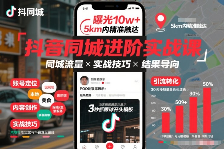 抖音同城进阶实战课,助你同城流量拿到结果-识享社