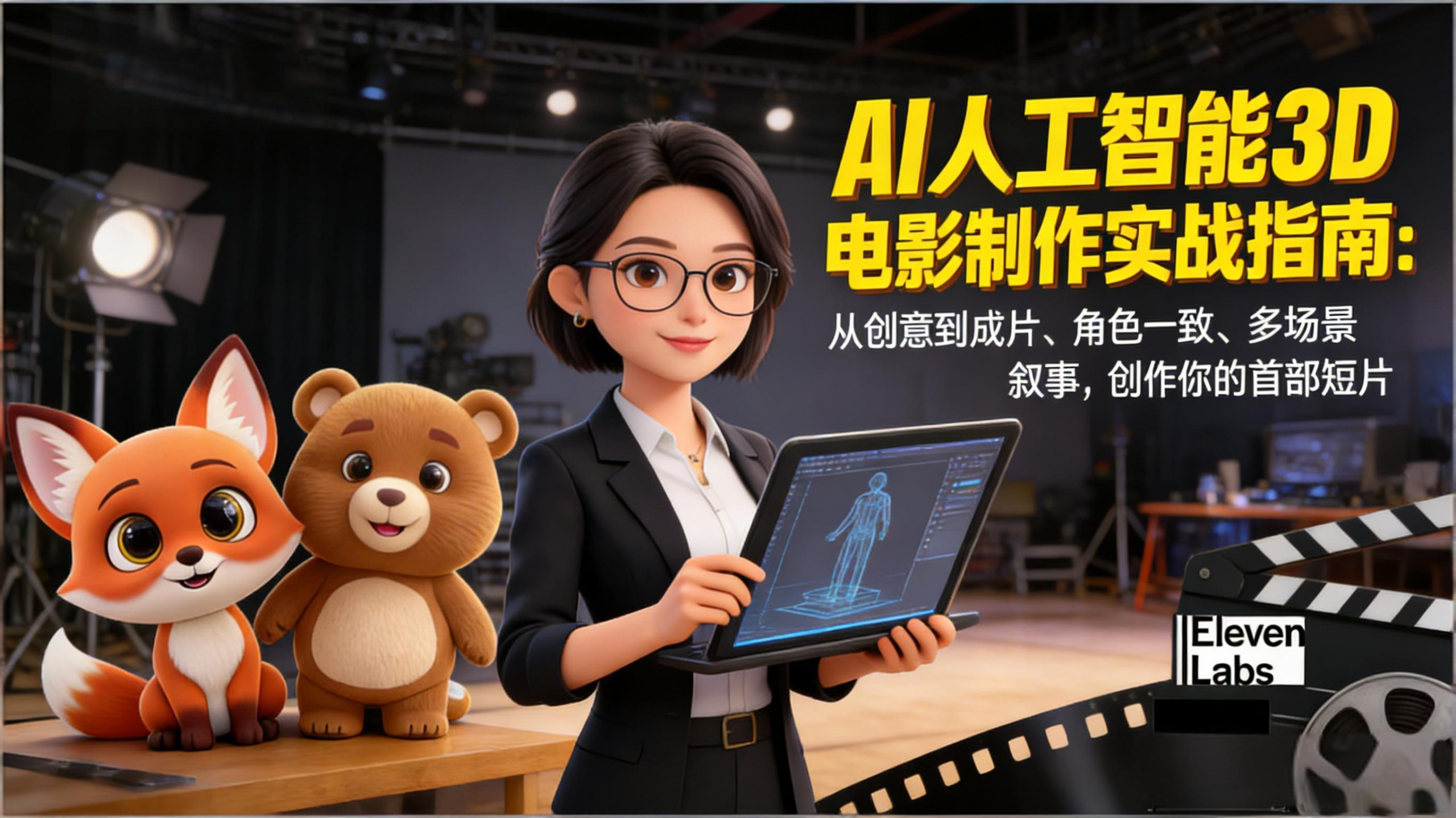 AI人工智能3D电影制作实战指南:从创意到成片、角色一致、多场景叙事,创作你的首部短片-识享社