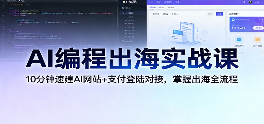 AI编程出海实战课:10分钟速建AI网站+支付登陆对接,掌握出海全流程-识享社