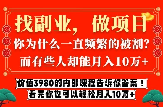 价值3980的网创内部课程，告诉你互联网创业月入10个W的秘密【揭秘】-识享社