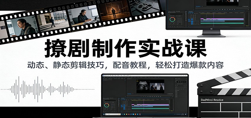 图片[1]-撩剧制作实战课：动态、静态剪辑技巧，配音教程，轻松打造爆款内容-识享社