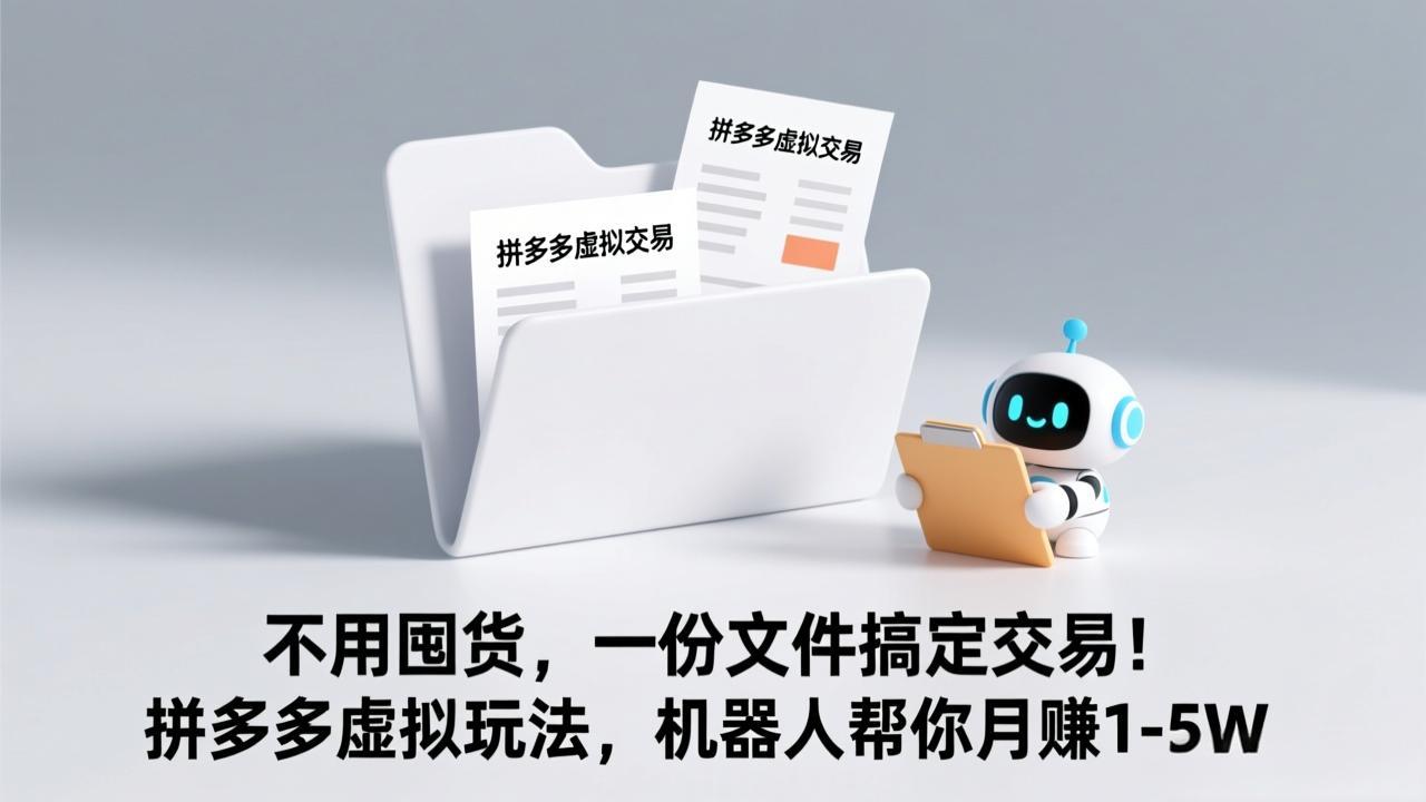 不用囤货，一份文件搞定交易！拼多多虚拟玩法，机器人帮你月赚 1-5W-识享社