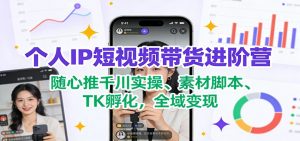 个人IP短视频带货进阶营：随心推千川实操、素材脚本、TK孵化，全域变现-识享社