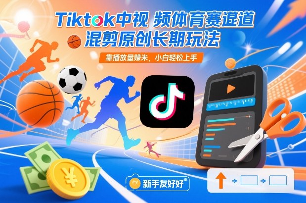 Tiktok中视频体育赛道混剪原创长期玩法,靠播放量賺米,小白轻松上手-识享社
