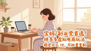 宝妈 / 副业党首选！拼多多虚拟电商玩法，稳定日入 1K，可批量复制-识享社