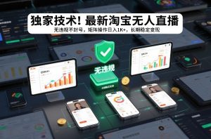 独家技术！最新淘宝无人直播：无违规不封号，矩阵操作日入1K+，长期稳定变现【揭秘】-识享社