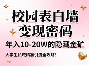 校园表白墙变现密码,年入10-20W的隐藏金矿,大学生私域精准引流全攻略!-识享社