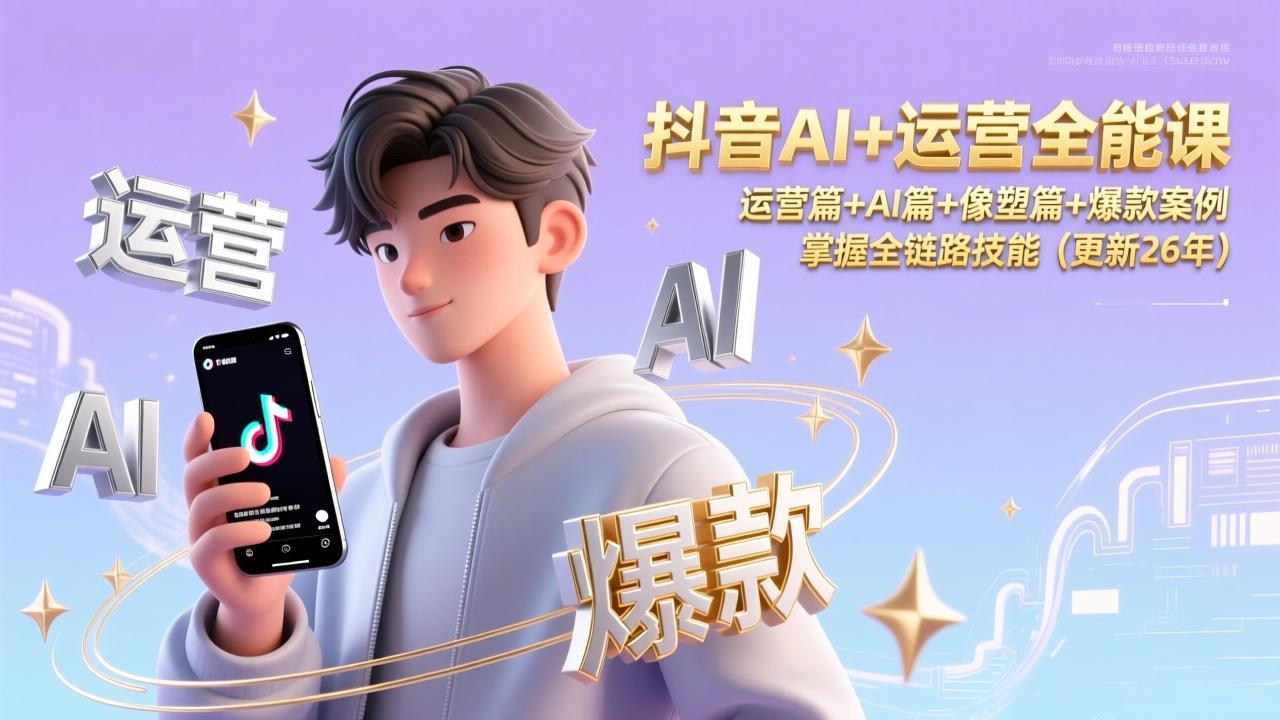抖音AI+运营全能课,运营篇+AI篇+像塑篇+爆款案例,掌握全链路技能(更新26年-识享社