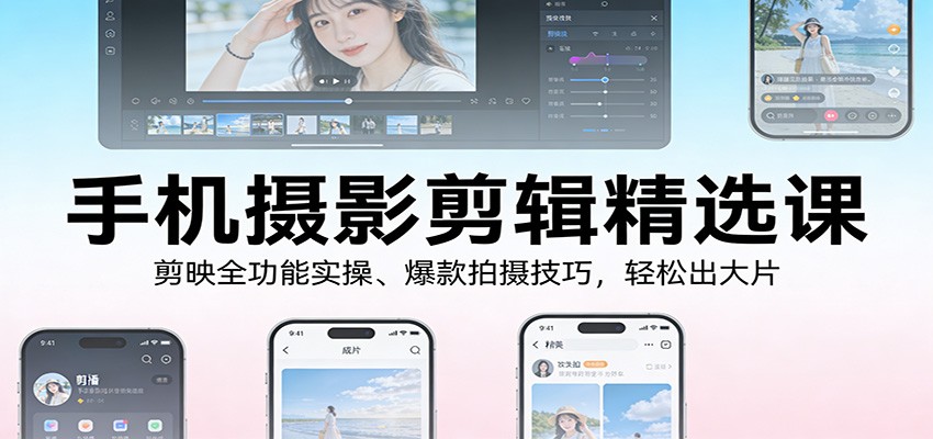 图片[1]-手机摄影剪辑精选课：剪映全功能实操、爆款拍摄技巧，轻松出大片-识享社
