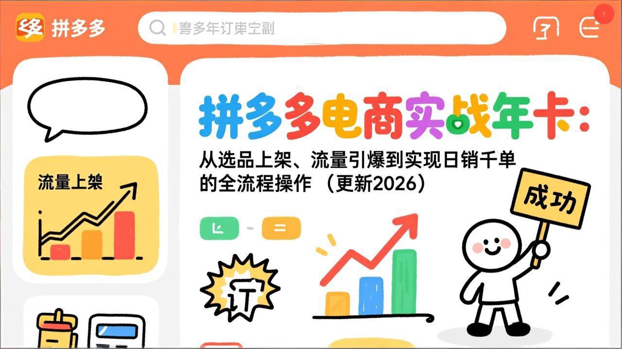拼多多电商实战年卡：从选品上架、流量引爆到实现日销千单的全流程操作(更新2026-识享社
