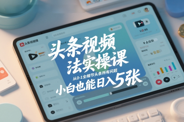 头条视频玩法实操课，从0-1全细节头条所有问题，小白也能日入5张-识享社