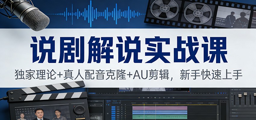 图片[1]-说剧解说实战课：独家理论+真人配音克隆+AU剪辑，新手快速上手-识享社