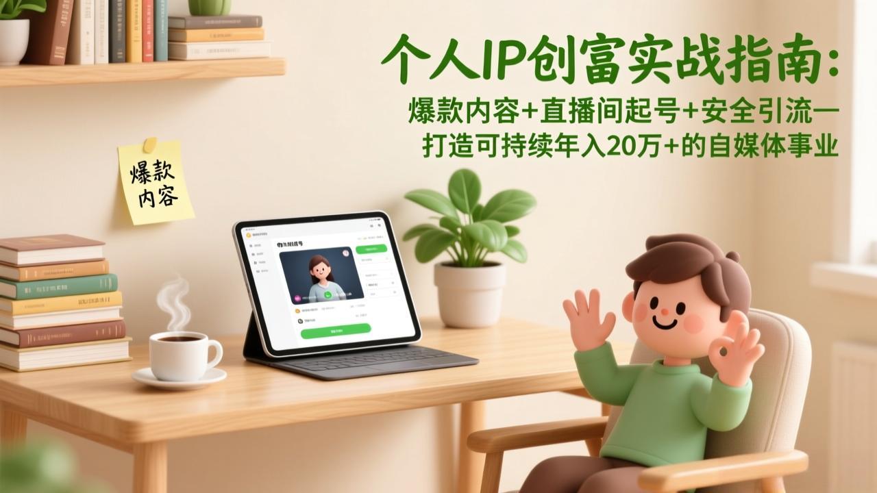 个人IP创富实战指南:爆款内容+直播间起号+安全引流,打造可持续年入20万+的自媒体事业-识享社