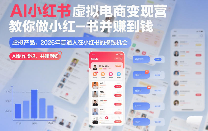 AI小红书虚拟电商变现营，教你做小红书并賺到钱，虚拟产品，2026年普通人在小红书的搞钱机会(更新中)-识享社