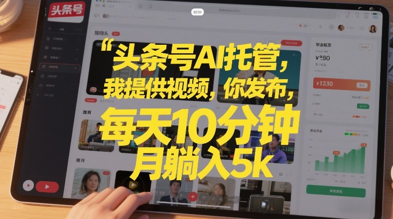 头条号AI托管,我提供视频,你发布,每天10分钟,月躺入5k+【揭秘】-识享社