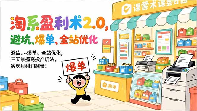 淘系盈利术2.0,避坑、爆单、全站优化,三天掌握高投产玩法,实现月利润翻倍!-识享社