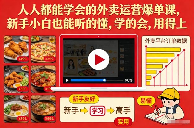 人人都能学会的外卖运营爆单课,新手小白也能听的懂,学的会,用得上-识享社