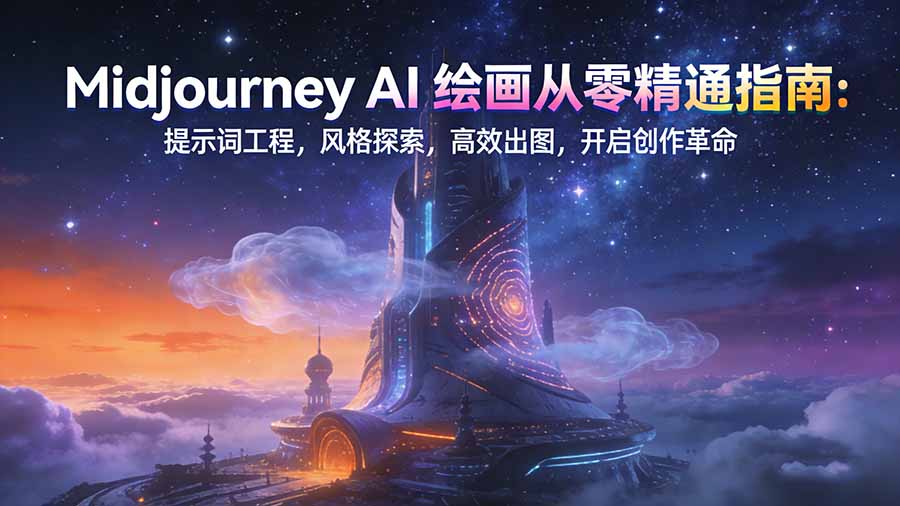 Midjourney AI绘画从零精通指南:提示词工程,风格探索,高效出图,开启创作革命-识享社