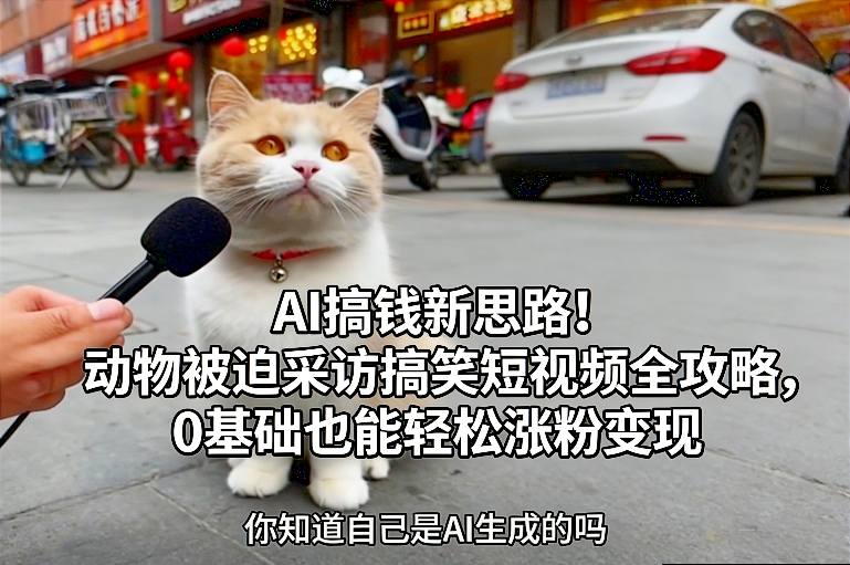 AI搞钱新思路!动物被迫采访搞笑短视频全攻略,0基础也能轻松涨粉变现-识享社