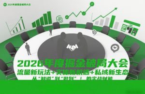 2026年度掘金破局大会，流量新玩法+实体新机遇+私域新生态，从“知道”到“做到”的实战赋能-识享社