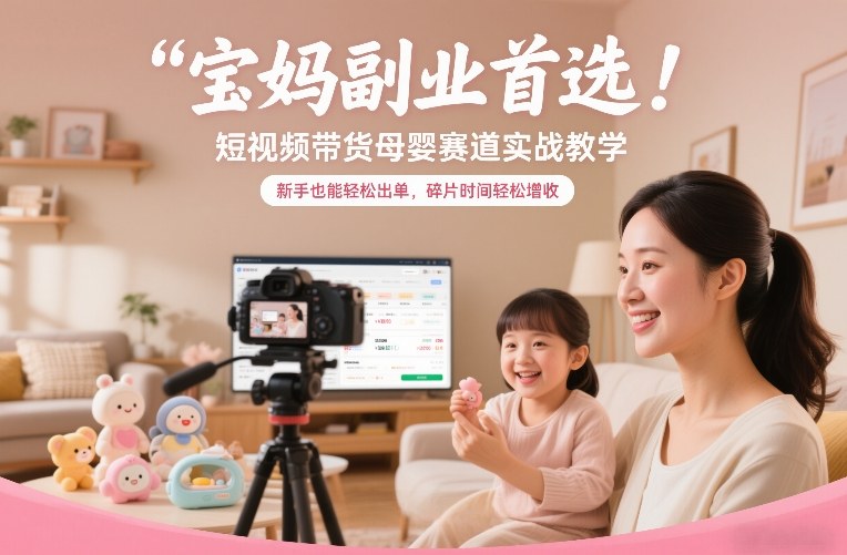 宝妈副业首选!短视频带货母婴赛道实战教学,新手也能轻松出单,碎片时间轻松增收-识享社