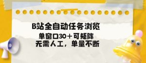 B站全自动任务浏览,单窗口30+可矩阵操作,无需人工单量不断【揭秘】-识享社