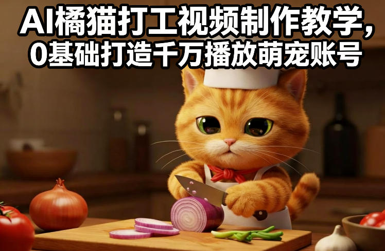 AI橘猫打工视频制作教学,流量狂飙,0基础打造千万播放萌宠账号-识享社