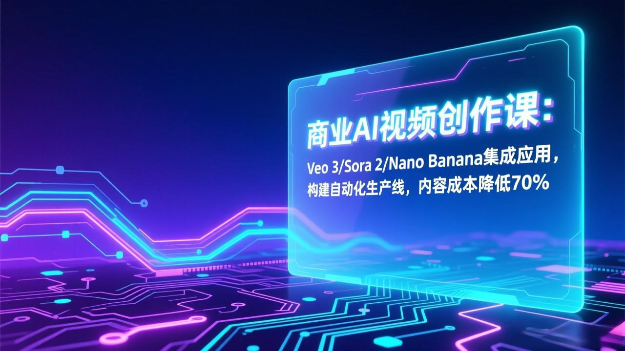 商业AI视频创作课:Veo 3/Sora 2/Nano Banana集成应用,构建自动化生产线,内容成本降低70%-识享社