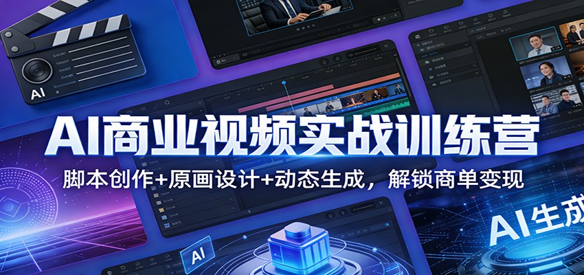 AI商业视频实战训练营:脚本创作+原画设计+动态生成,解锁商单变现-识享社
