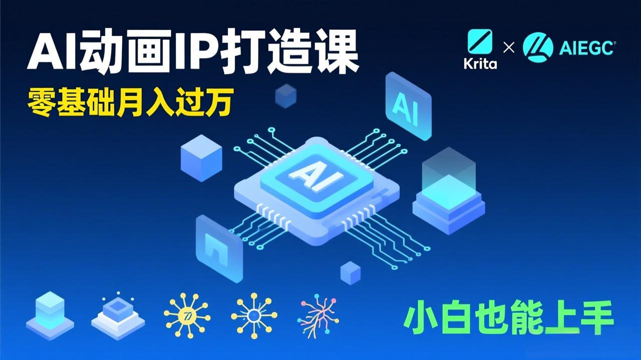 AI动画新手变现课,Krita+AIGC、模型训练、商单资源,零基础月入过万,小白也能上手-识享社