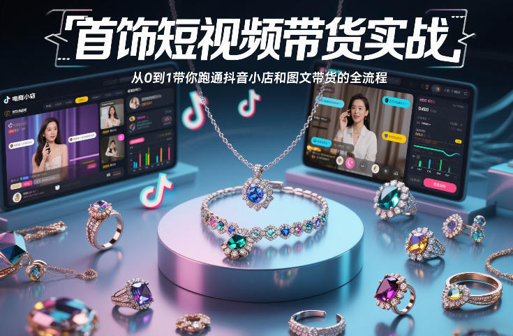 首饰短视频带货实战,从0到1带你跑通抖音小店和图文带货的全流程-识享社