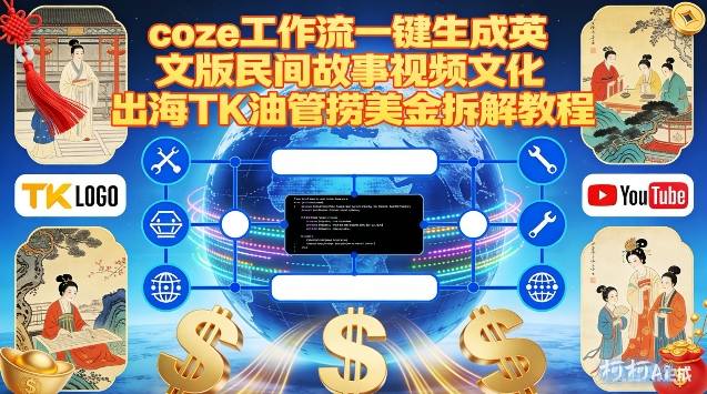 Coze扣子工作流一键生成英文版民间故事视频,文化出海TK油管捞美金拆解教程-识享社